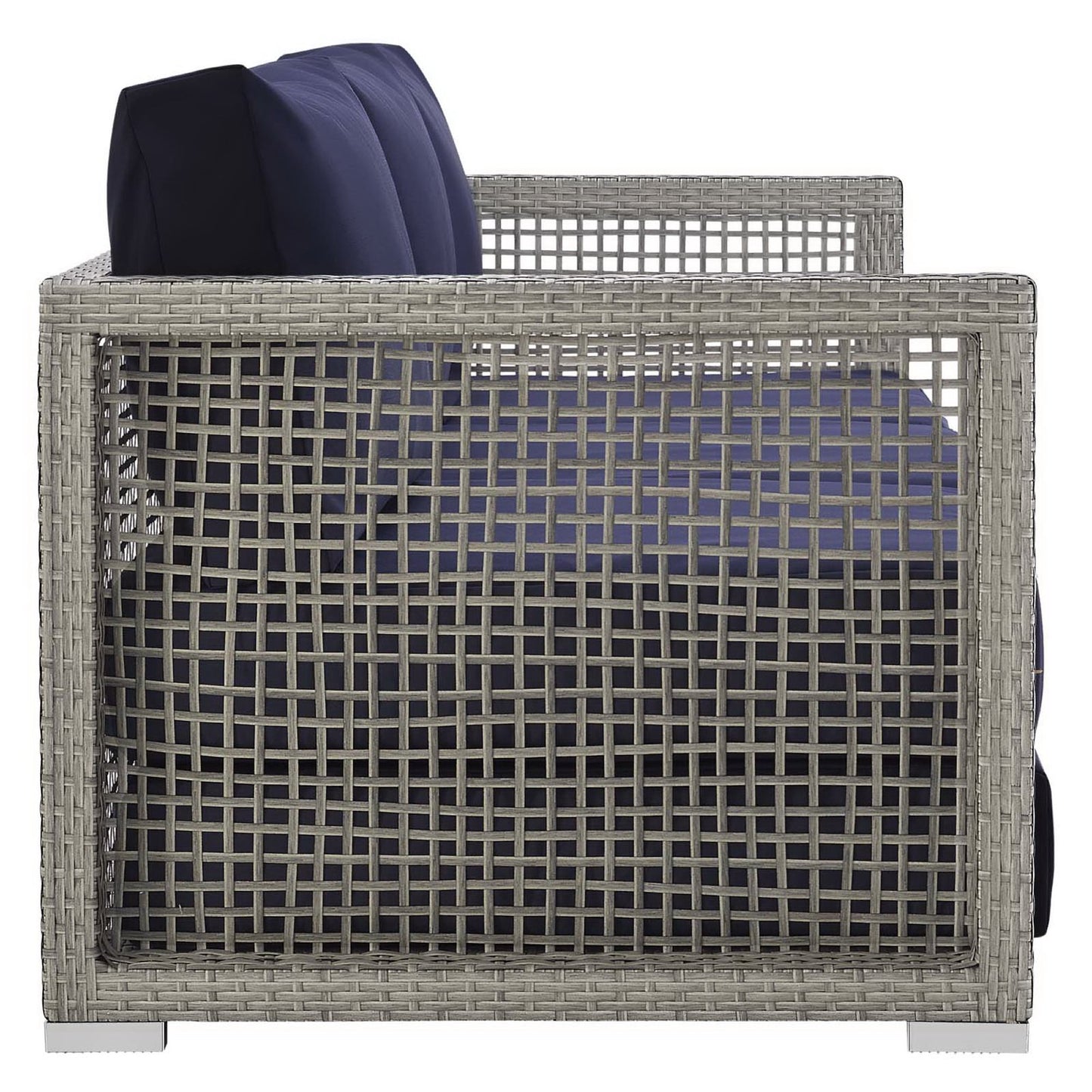 Modway - Aura Outdoor Patio Wicker Rattan Sofa by Modway  Outdoor Furniture Sofa Sectionals Blue - EEI-2923-GRY-NAV