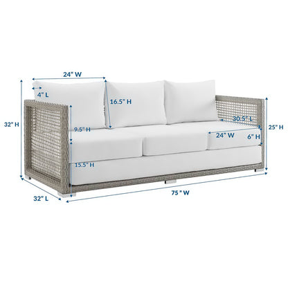 Modway - Aura Outdoor Patio Wicker Rattan Sofa by Modway  Outdoor Furniture Sofa Sectionals White - EEI-2923-GRY-WHI