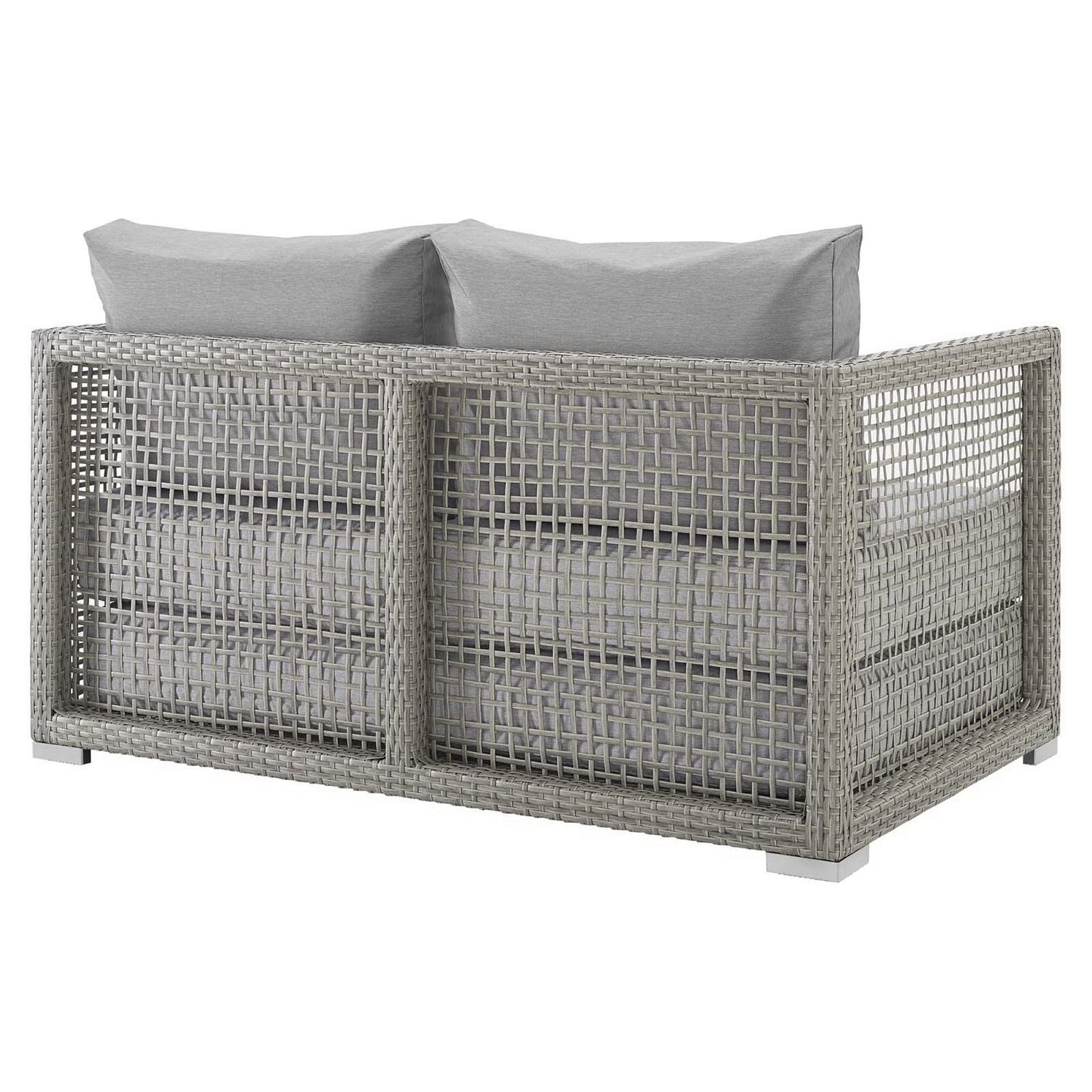 Modway - Aura Outdoor Patio Wicker Rattan Loveseat by Modway  Outdoor Furniture Sofa Sectionals Gray - EEI-2924-GRY-GRY