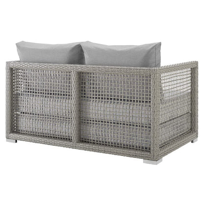 Modway - Aura Outdoor Patio Wicker Rattan Loveseat by Modway  Outdoor Furniture Sofa Sectionals Gray - EEI-2924-GRY-GRY