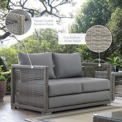 Modway - Aura Outdoor Patio Wicker Rattan Loveseat by Modway  Outdoor Furniture Sofa Sectionals Gray - EEI-2924-GRY-GRY