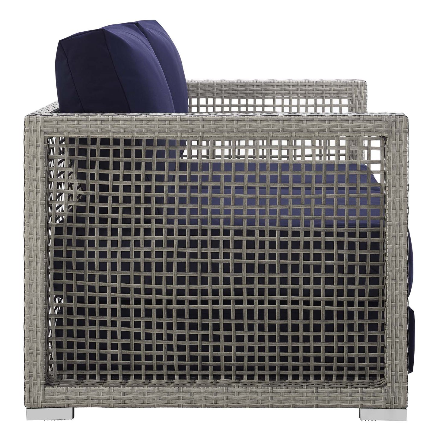 Modway Outlet Aura Outdoor Patio Wicker Rattan Loveseat by Modway  Outdoor Furniture Furniture Gray Navy - EEI-2924-GRY-NAV