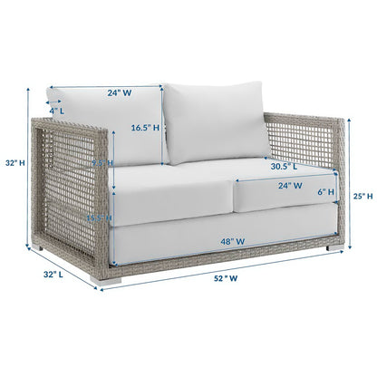 Modway - Aura Outdoor Patio Wicker Rattan Loveseat by Modway  Outdoor Furniture Sofa Sectionals White - EEI-2924-GRY-WHI