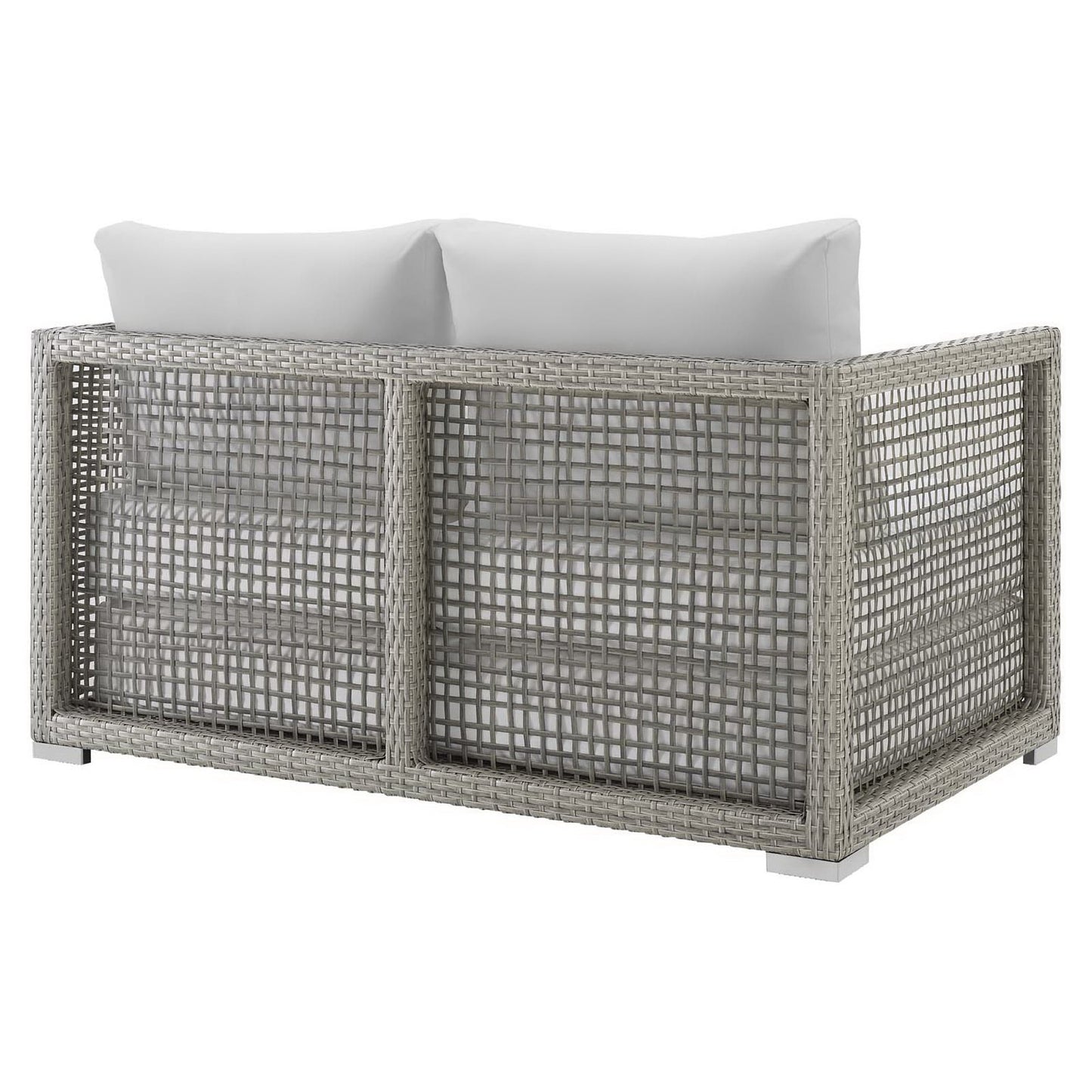 Modway - Aura Outdoor Patio Wicker Rattan Loveseat by Modway  Outdoor Furniture Sofa Sectionals White - EEI-2924-GRY-WHI