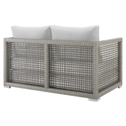 Modway - Aura Outdoor Patio Wicker Rattan Loveseat by Modway  Outdoor Furniture Sofa Sectionals White - EEI-2924-GRY-WHI