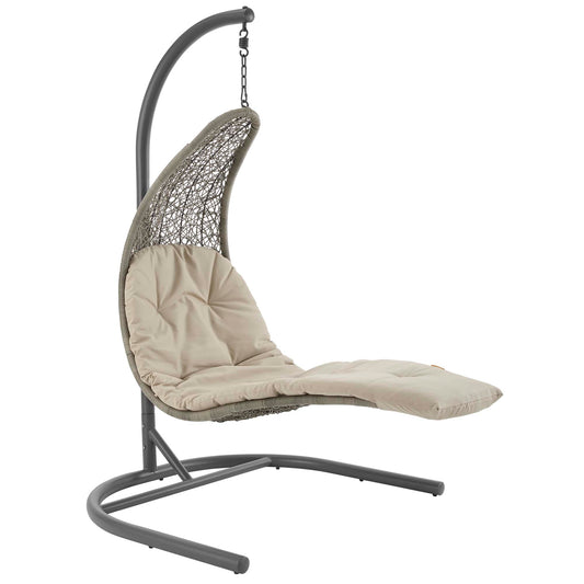Modway - Landscape Hanging Chaise Lounge Outdoor Patio Swing Chair by Modway  Outdoor Furniture Daybeds and Lounges Brown - EEI-2952-LGR-BEI