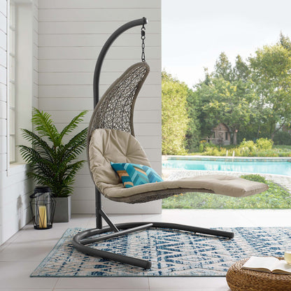 Modway - Landscape Hanging Chaise Lounge Outdoor Patio Swing Chair by Modway  Outdoor Furniture Daybeds and Lounges Brown - EEI-2952-LGR-BEI