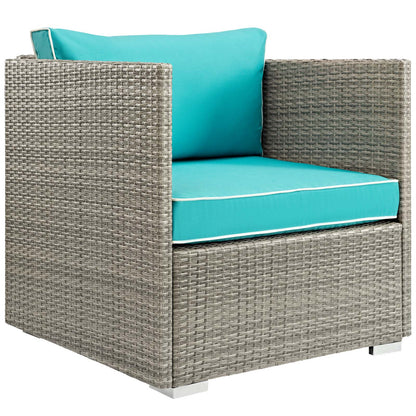 Modway Outlet Repose Outdoor Patio Armchair by Modway  Outdoor Furniture Furniture Light Gray Turquoise - EEI-2960-LGR-TRQ
