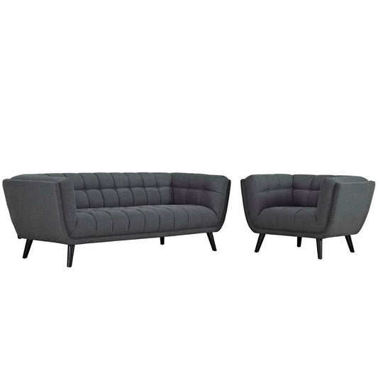 Modway Outlet Bestow 2 Piece Upholstered Fabric Sofa and Armchair Set by Modway  Living Room Furniture Gray - EEI-2976-GRY-SET