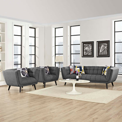Modway Outlet Bestow 3 Piece Upholstered Fabric Sofa and Armchair Set by Modway  Living Room Furniture Gray - EEI-2977-GRY-SET