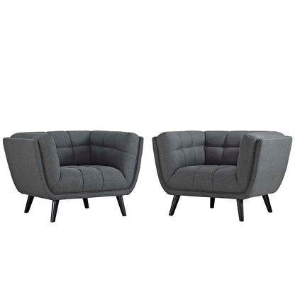Modway Outlet Bestow 2 Piece Upholstered Fabric Armchair Set by Modway  Living Room Furniture Gray - EEI-2982-GRY-SET