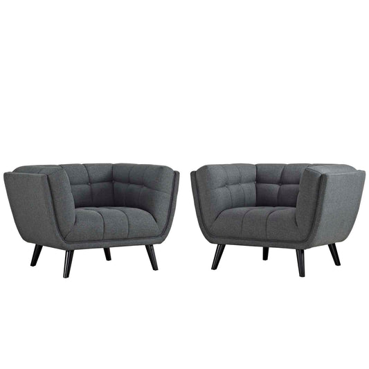 Modway Outlet Bestow 2 Piece Upholstered Fabric Armchair Set by Modway  Living Room Furniture Gray - EEI-2982-GRY-SET