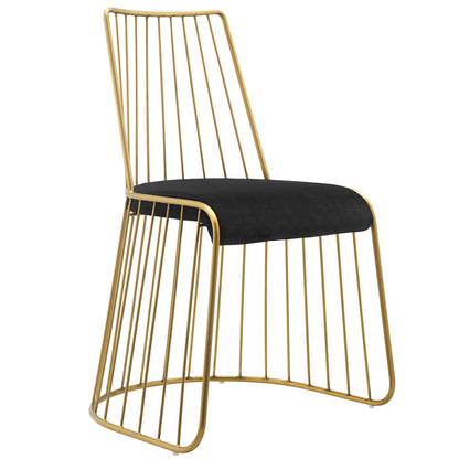 Modway Outlet Rivulet Gold Stainless Steel Performance Velvet Dining Chair by Modway  Bar and Dining Furniture Gold Black - EEI-2994-GLD-BLK