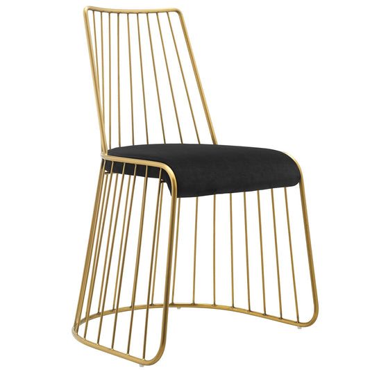 Modway Outlet Rivulet Gold Stainless Steel Performance Velvet Dining Chair by Modway  Bar and Dining Furniture Gold Black - EEI-2994-GLD-BLK