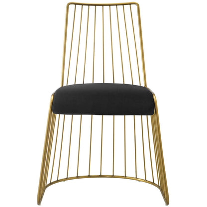 Modway Outlet Rivulet Gold Stainless Steel Performance Velvet Dining Chair by Modway  Bar and Dining Furniture Gold Black - EEI-2994-GLD-BLK