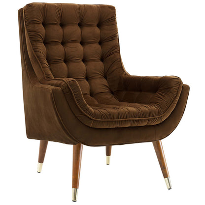 Modway Outlet Suggest Button Tufted Performance Velvet Lounge Chair by Modway  Living Room Furniture Brown - EEI-3001-BRN