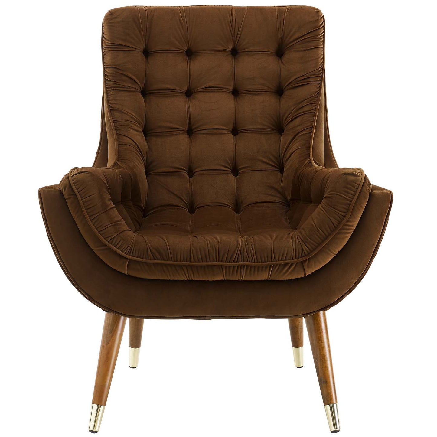 Modway Outlet Suggest Button Tufted Performance Velvet Lounge Chair by Modway  Living Room Furniture Brown - EEI-3001-BRN