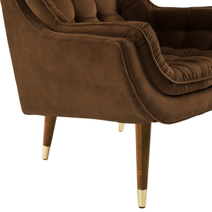 Modway Outlet Suggest Button Tufted Performance Velvet Lounge Chair by Modway  Living Room Furniture Brown - EEI-3001-BRN