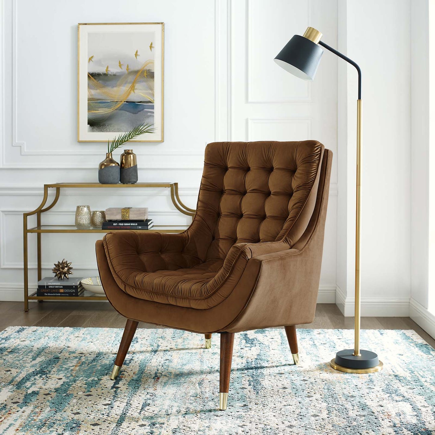 Modway Outlet Suggest Button Tufted Performance Velvet Lounge Chair by Modway  Living Room Furniture Brown - EEI-3001-BRN