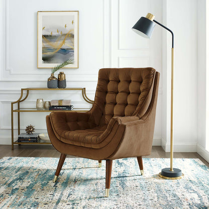 Modway Outlet Suggest Button Tufted Performance Velvet Lounge Chair by Modway  Living Room Furniture Brown - EEI-3001-BRN