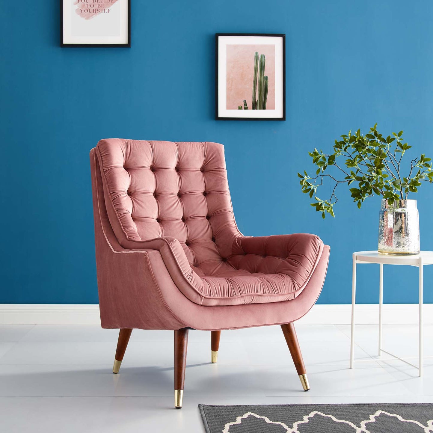 Modway Outlet Suggest Button Tufted Performance Velvet Lounge Chair by Modway  Living Room Furniture Dusty Rose - EEI-3001-DUS