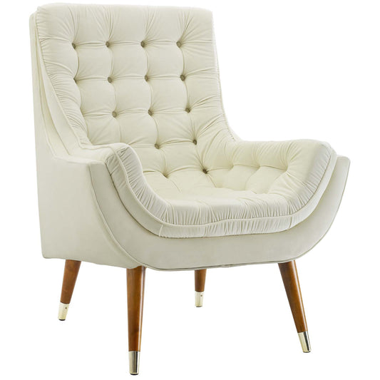 Modway Outlet Suggest Button Tufted Performance Velvet Lounge Chair by Modway  Living Room Furniture Ivory - EEI-3001-IVO