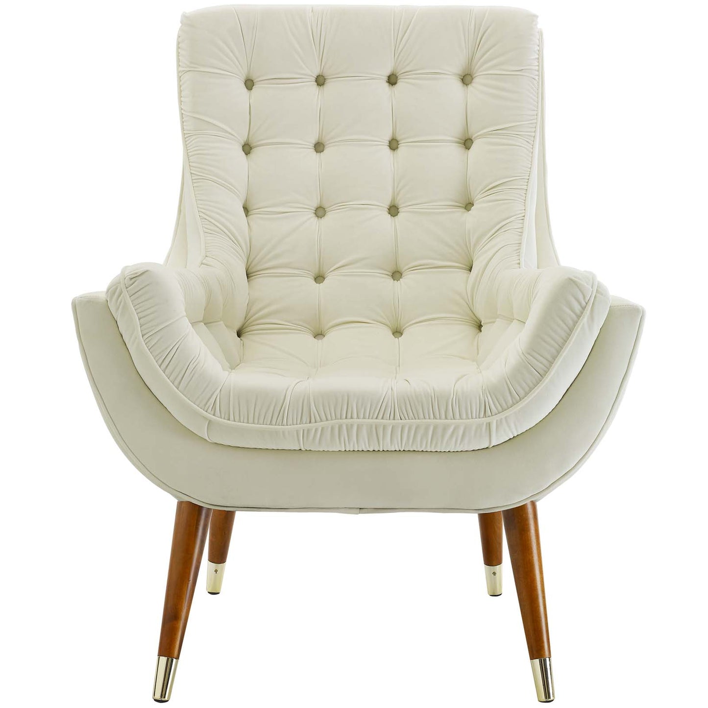Modway Outlet Suggest Button Tufted Performance Velvet Lounge Chair by Modway  Living Room Furniture Ivory - EEI-3001-IVO