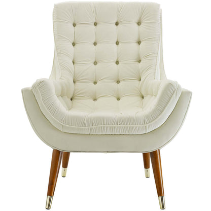 Modway Outlet Suggest Button Tufted Performance Velvet Lounge Chair by Modway  Living Room Furniture Ivory - EEI-3001-IVO
