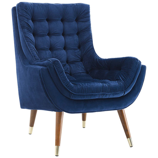 Modway Outlet Suggest Button Tufted Performance Velvet Lounge Chair by Modway  Living Room Furniture Navy - EEI-3001-NAV