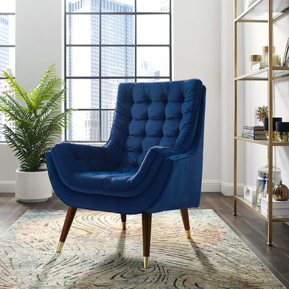 Modway Outlet Suggest Button Tufted Performance Velvet Lounge Chair by Modway  Living Room Furniture Navy - EEI-3001-NAV