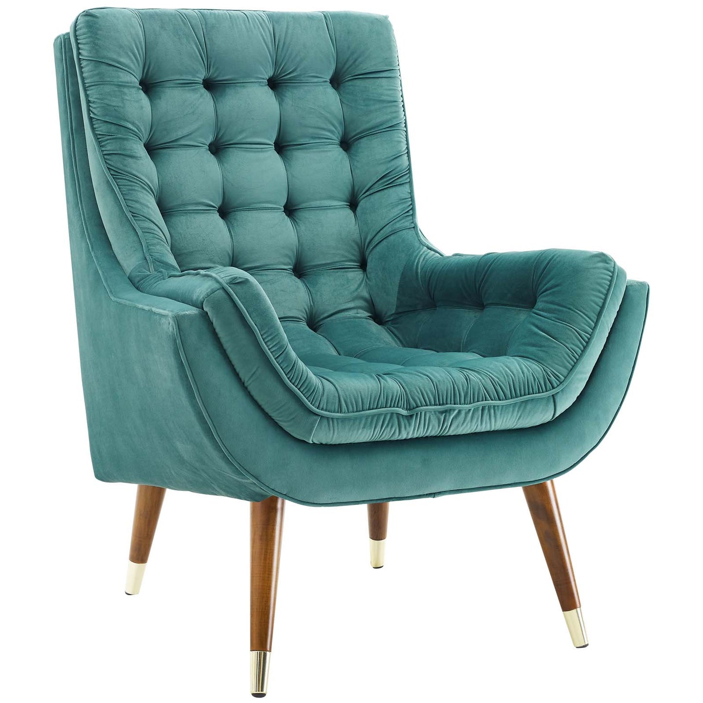 Modway Outlet Suggest Button Tufted Performance Velvet Lounge Chair by Modway  Living Room Furniture Teal - EEI-3001-TEA