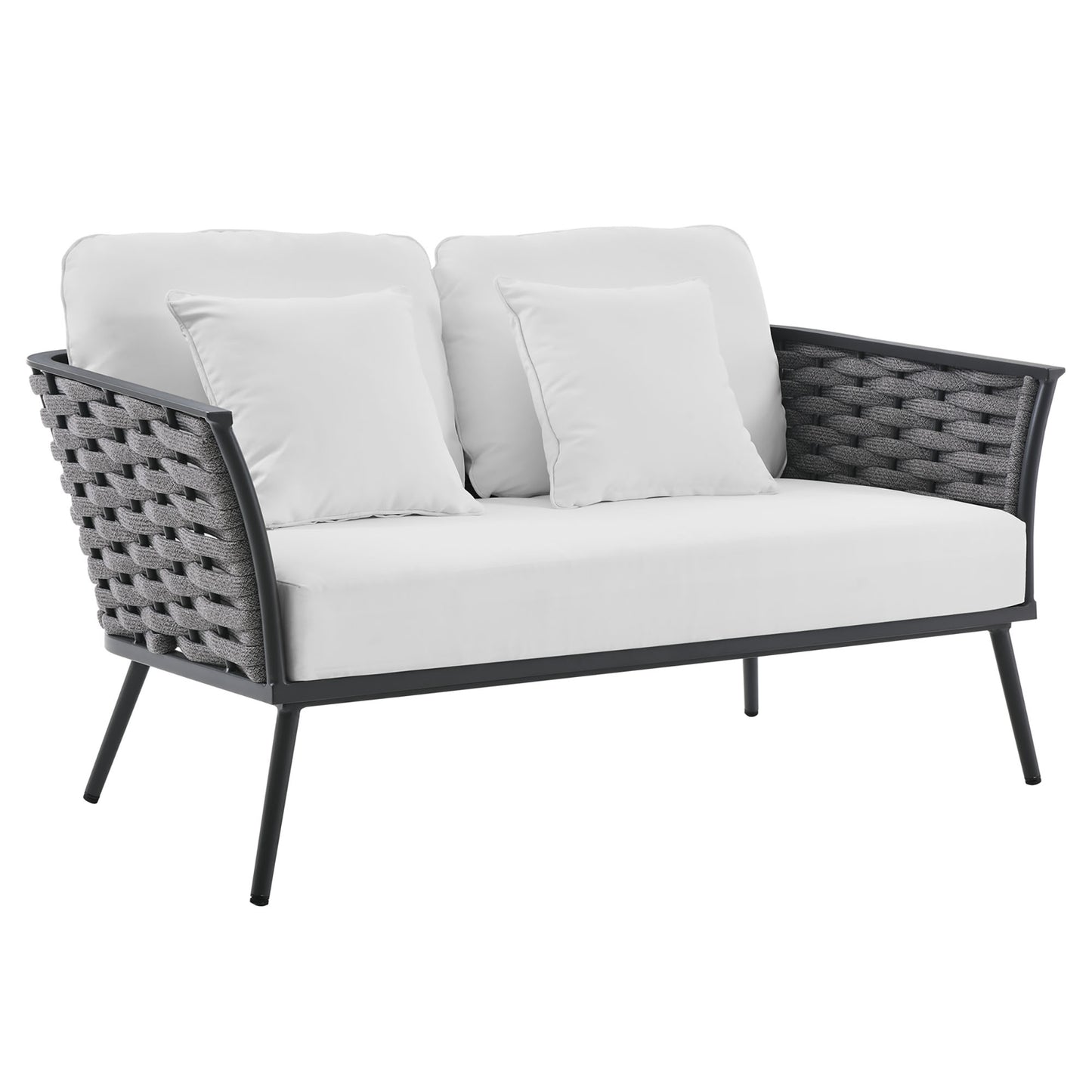 Modway Outlet Stance Outdoor Patio Aluminum Loveseat by Modway  Outdoor Furniture Furniture Gray White - EEI-3019-GRY-WHI