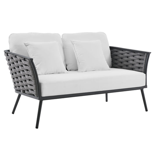 Modway Outlet Stance Outdoor Patio Aluminum Loveseat by Modway  Outdoor Furniture Furniture Gray White - EEI-3019-GRY-WHI