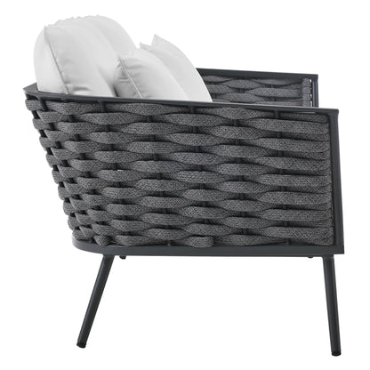 Modway Outlet Stance Outdoor Patio Aluminum Loveseat by Modway  Outdoor Furniture Furniture Gray White - EEI-3019-GRY-WHI