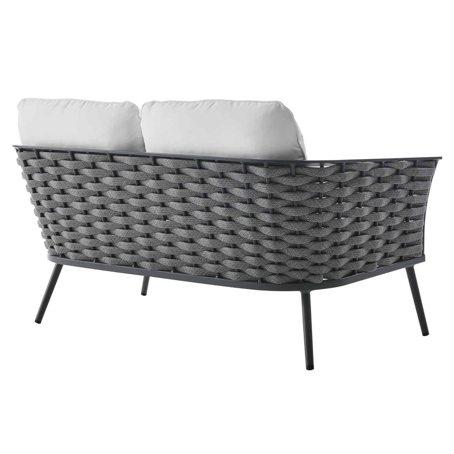 Modway Outlet Stance Outdoor Patio Aluminum Loveseat by Modway  Outdoor Furniture Furniture Gray White - EEI-3019-GRY-WHI