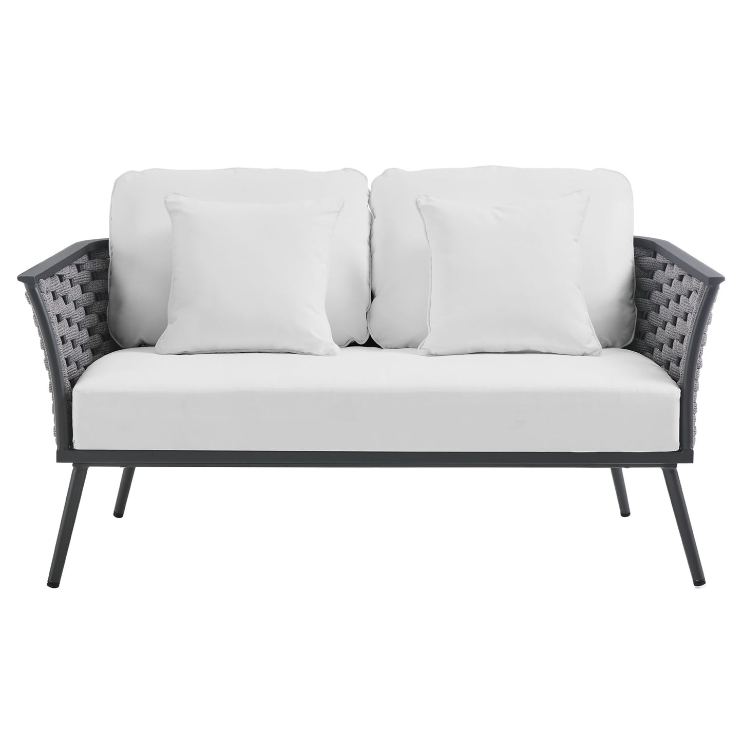 Modway Outlet Stance Outdoor Patio Aluminum Loveseat by Modway  Outdoor Furniture Furniture Gray White - EEI-3019-GRY-WHI