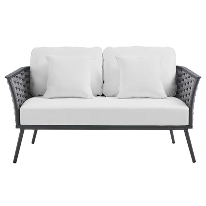 Modway Outlet Stance Outdoor Patio Aluminum Loveseat by Modway  Outdoor Furniture Furniture Gray White - EEI-3019-GRY-WHI