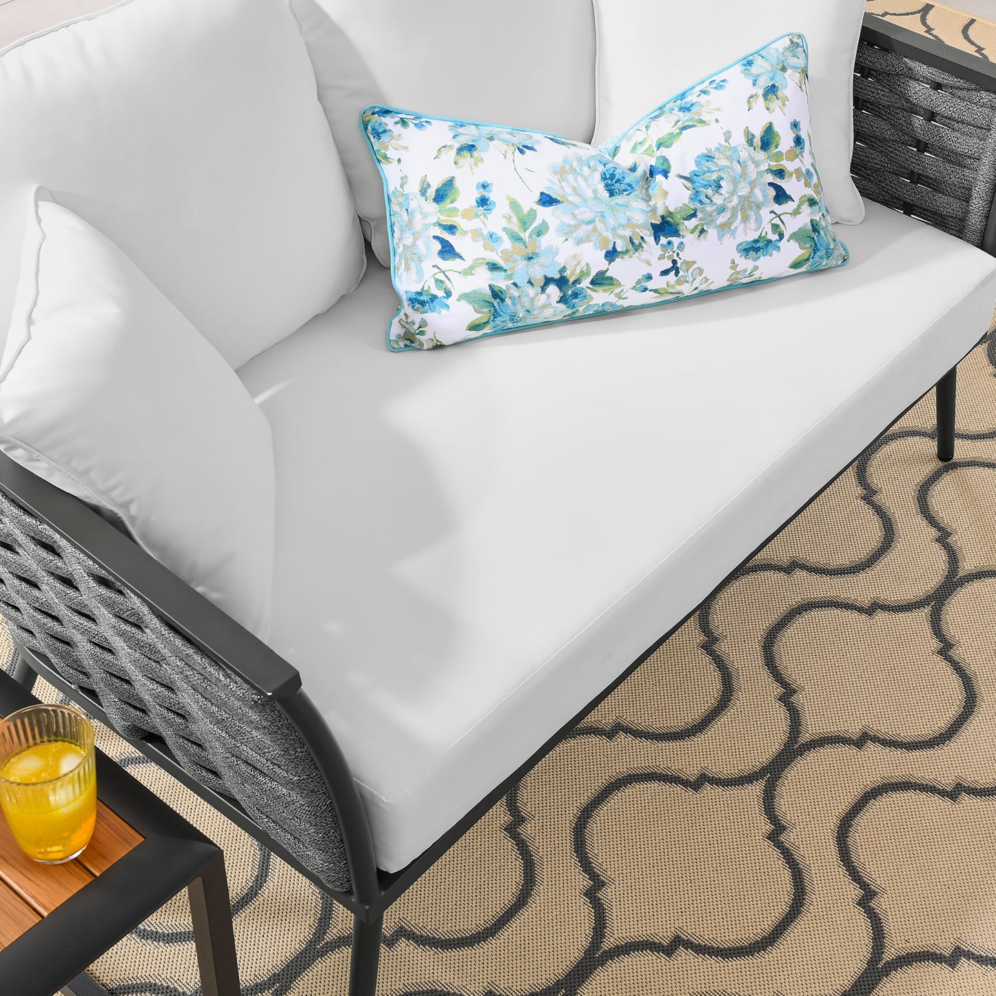 Modway Outlet Stance Outdoor Patio Aluminum Loveseat by Modway  Outdoor Furniture Furniture Gray White - EEI-3019-GRY-WHI