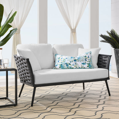 Modway Outlet Stance Outdoor Patio Aluminum Loveseat by Modway  Outdoor Furniture Furniture Gray White - EEI-3019-GRY-WHI