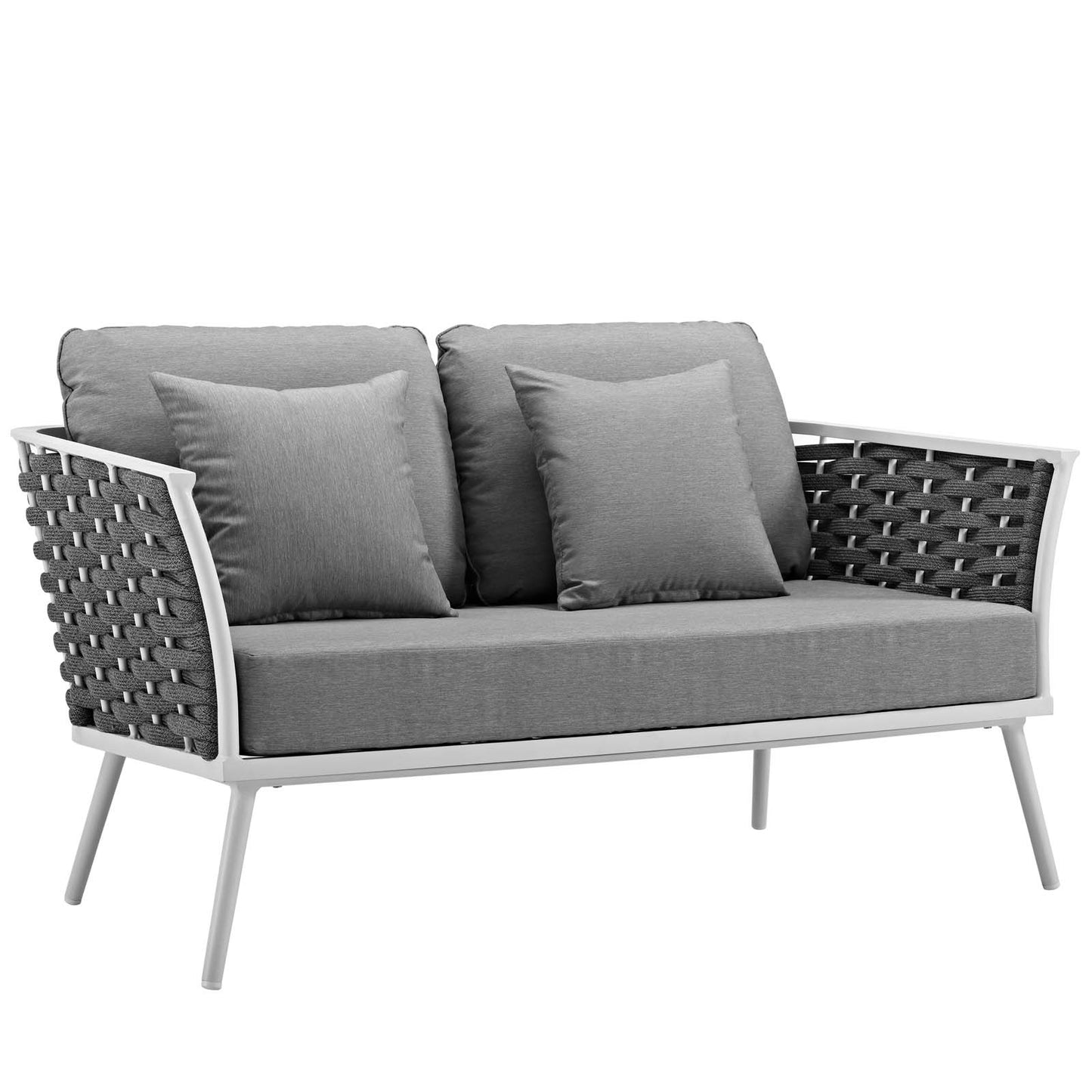 Modway Outlet Stance Outdoor Patio Aluminum Loveseat by Modway  Outdoor Furniture Furniture White Gray - EEI-3019-WHI-GRY