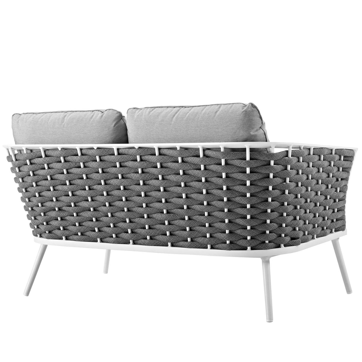 Modway Outlet Stance Outdoor Patio Aluminum Loveseat by Modway  Outdoor Furniture Furniture White Gray - EEI-3019-WHI-GRY