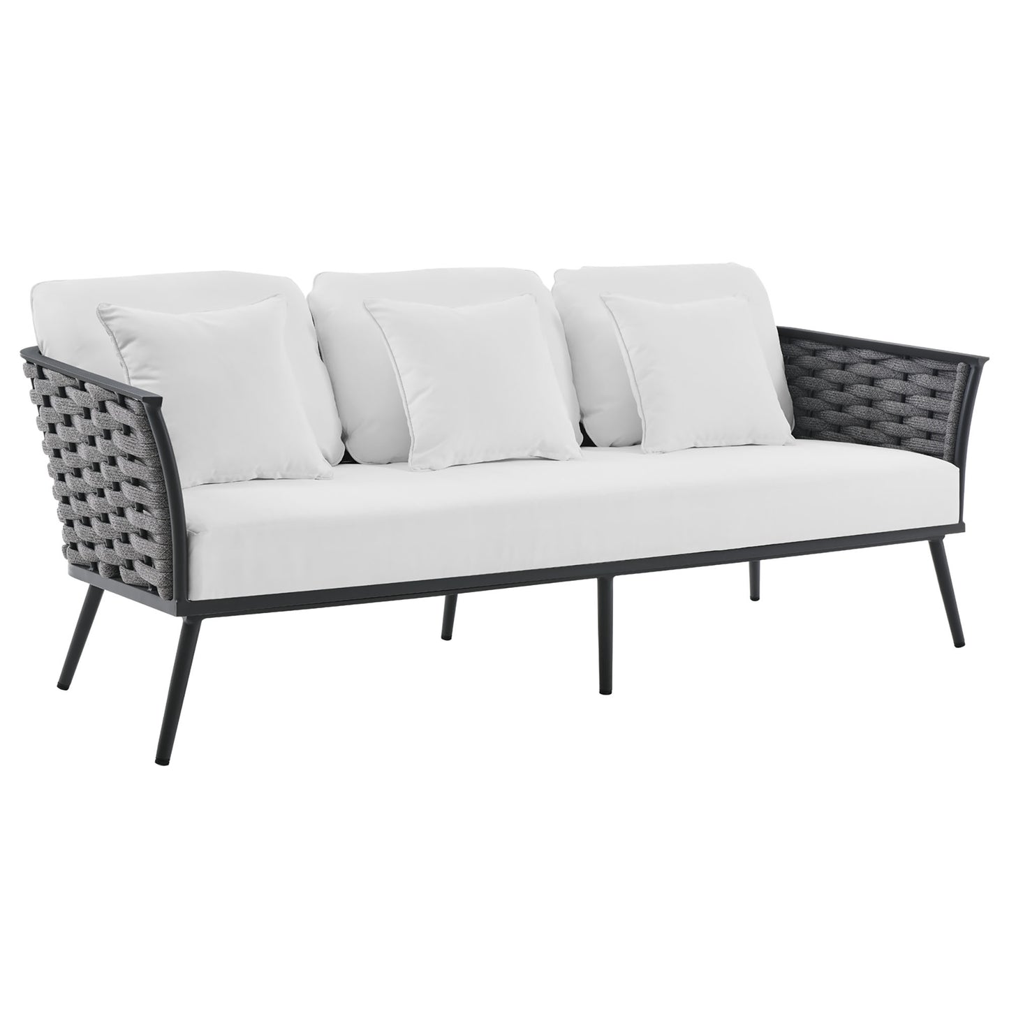Modway Outlet Stance Outdoor Patio Aluminum Sofa by Modway  Outdoor Furniture Furniture Gray White - EEI-3020-GRY-WHI