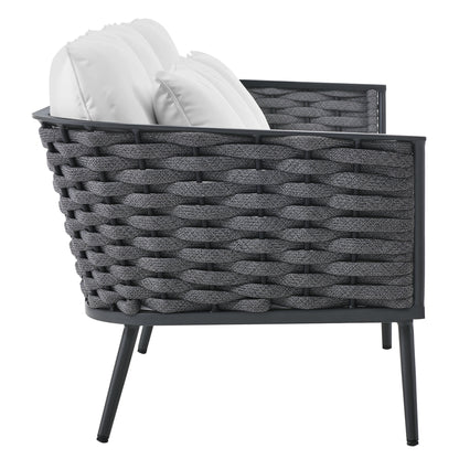 Modway Outlet Stance Outdoor Patio Aluminum Sofa by Modway  Outdoor Furniture Furniture Gray White - EEI-3020-GRY-WHI