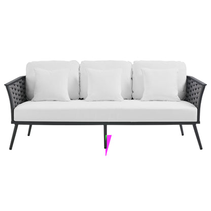 Modway Outlet Stance Outdoor Patio Aluminum Sofa by Modway  Outdoor Furniture Furniture Gray White - EEI-3020-GRY-WHI