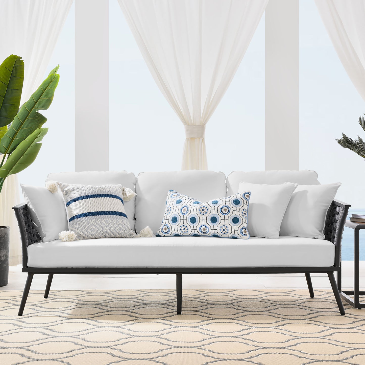 Modway Outlet Stance Outdoor Patio Aluminum Sofa by Modway  Outdoor Furniture Furniture Gray White - EEI-3020-GRY-WHI