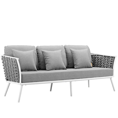 Modway Outlet Stance Outdoor Patio Aluminum Sofa by Modway  Outdoor Furniture Furniture White Gray - EEI-3020-WHI-GRY