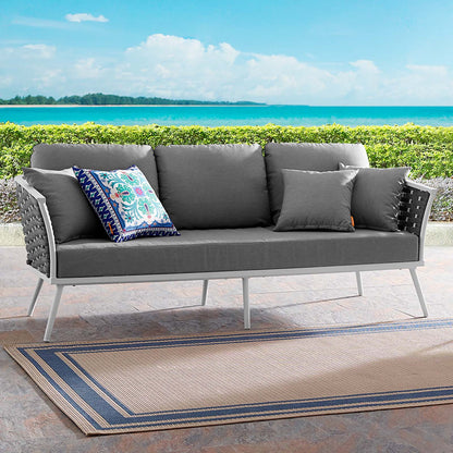 Modway Outlet Stance Outdoor Patio Aluminum Sofa by Modway  Outdoor Furniture Furniture White Gray - EEI-3020-WHI-GRY