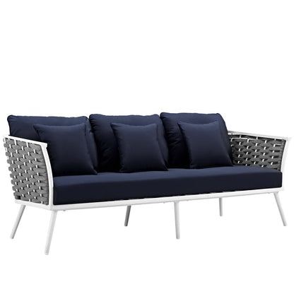 Modway Outlet Stance Outdoor Patio Aluminum Sofa by Modway  Outdoor Furniture Furniture White navy - EEI-3020-WHI-NAV