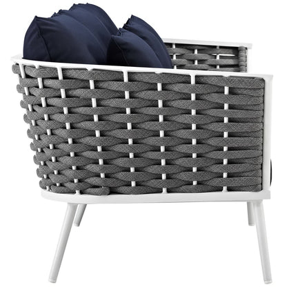 Modway Outlet Stance Outdoor Patio Aluminum Sofa by Modway  Outdoor Furniture Furniture White navy - EEI-3020-WHI-NAV