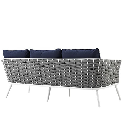 Modway Outlet Stance Outdoor Patio Aluminum Sofa by Modway  Outdoor Furniture Furniture White navy - EEI-3020-WHI-NAV